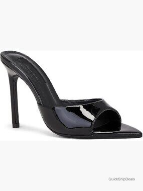 PU Leather Pointed Toe Stiletto Heel Sandals Slides